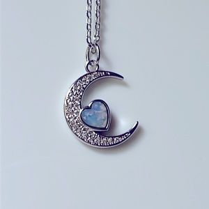 Moon and Heart Necklace
